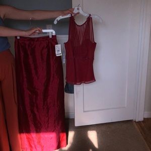 Long 2 piece prom dress.